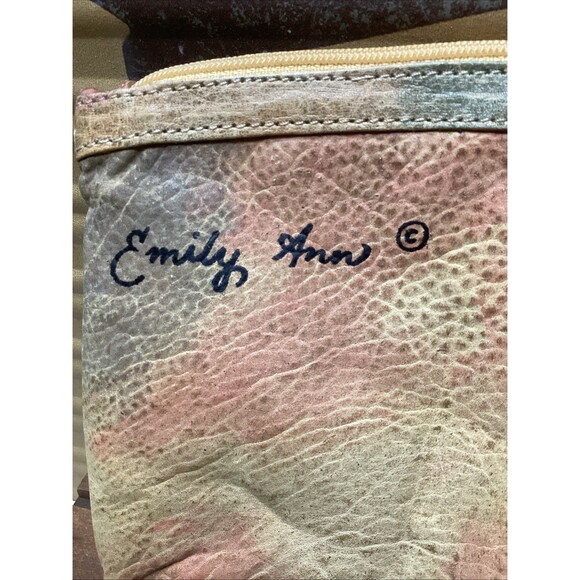 Signed Emily Ann Of Boca Raton Hand Painted Leather Make Up Pouch Wallet Clutch - Picture 7 of 15